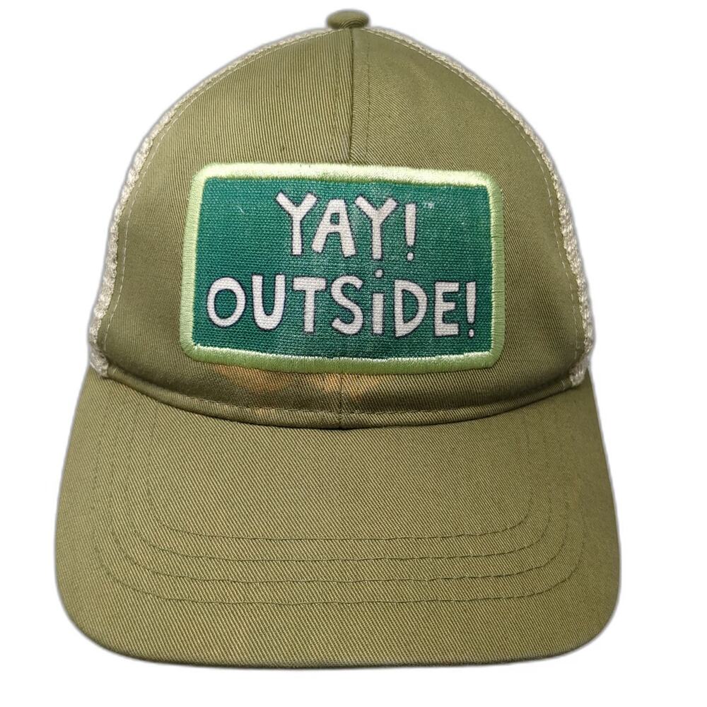 Green Trucker Hat One Size Yay Outside Patch Mesh Back Snapback Outdoor Cap